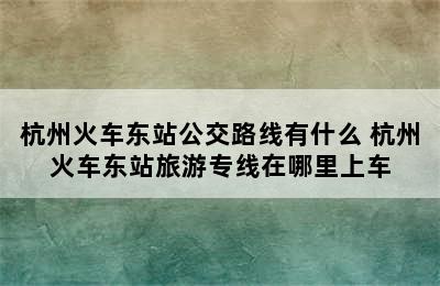 杭州火车东站公交路线有什么 杭州火车东站旅游专线在哪里上车